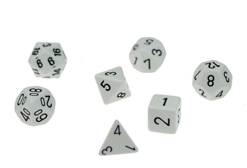 Dobbelsteen wit set van 7 stuks