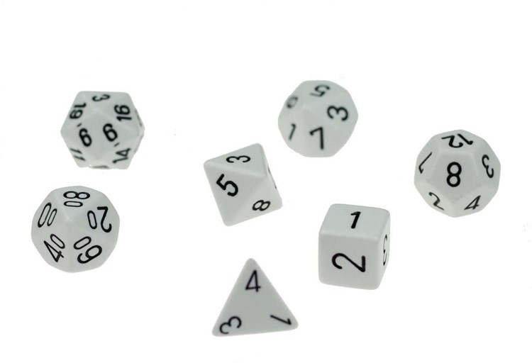 Dobbelsteen wit set van 7 stuks