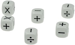 Set rekendobbelstenen min, plus, keer en gedeeld door