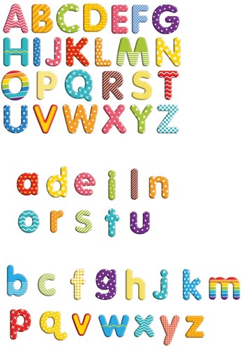 Magneet letters hoofdletters en kleine letters.