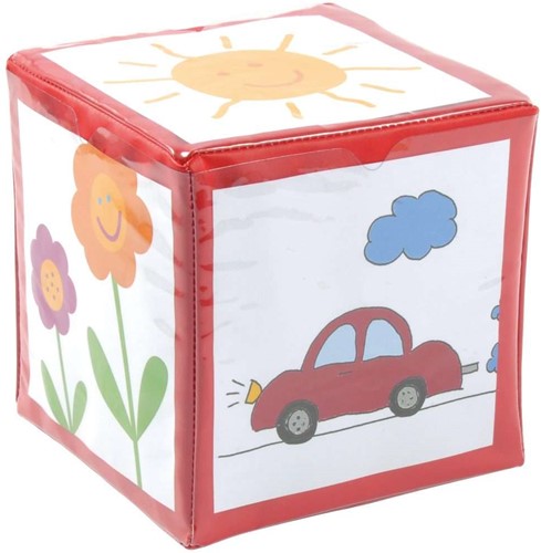 Dobbelsteen met insteekhoesjes rood