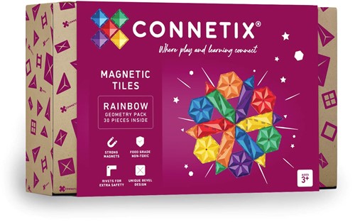 Connetix regenboog geometrisch pakket 30 stuks